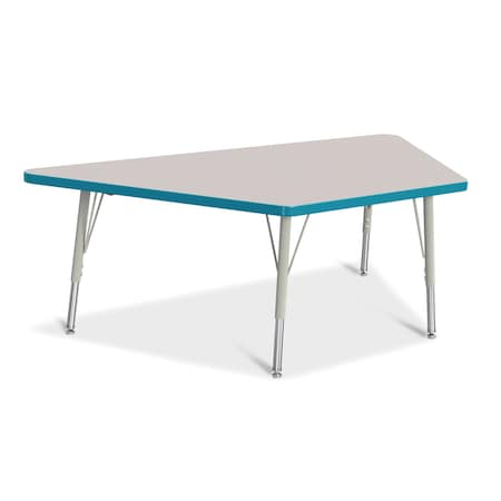 Jonti-Craft Berries Trapezoid Activity Tables, 30 in. x 60 in., E-height, Freckled Gray/Teal/Gray 6443JCE005
